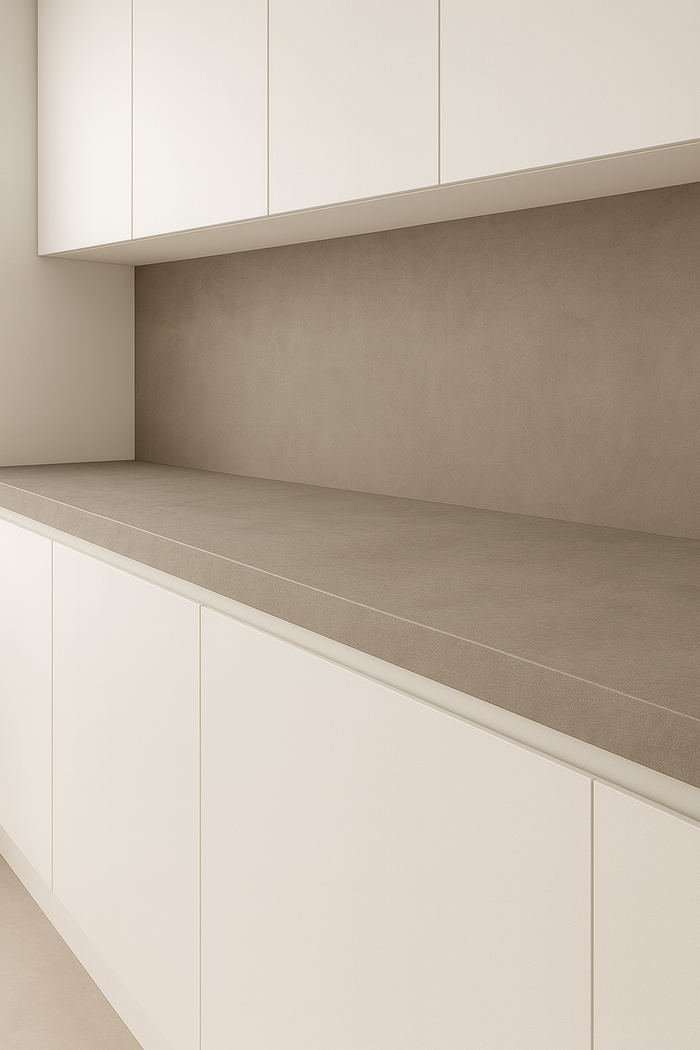 Plan de travail stratifié sur-mesure aspect chêne pour cuisine